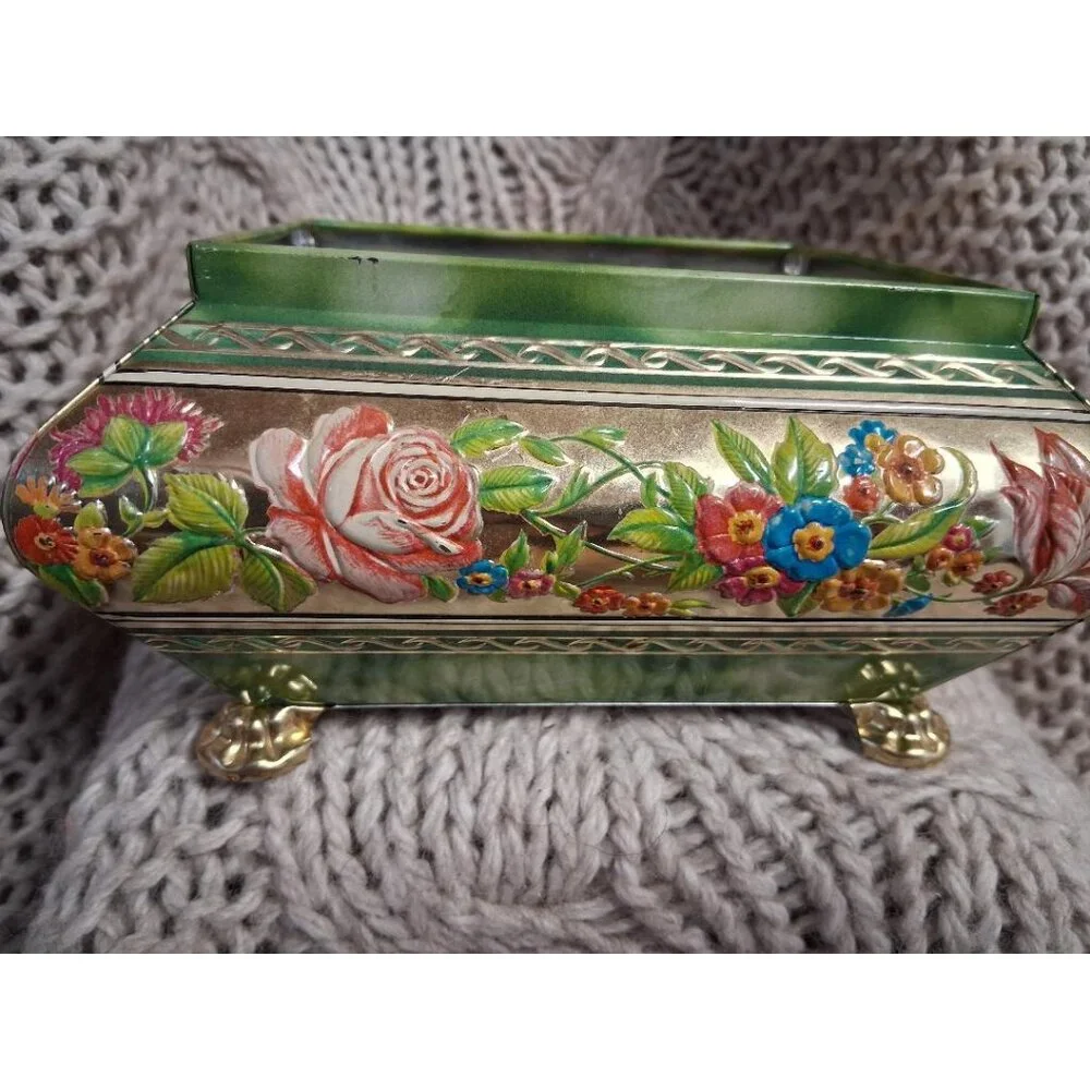 Vintage Blue Bird Confectionery Tin Box W/ Floral Design & Lid Harry Vincent Ltd